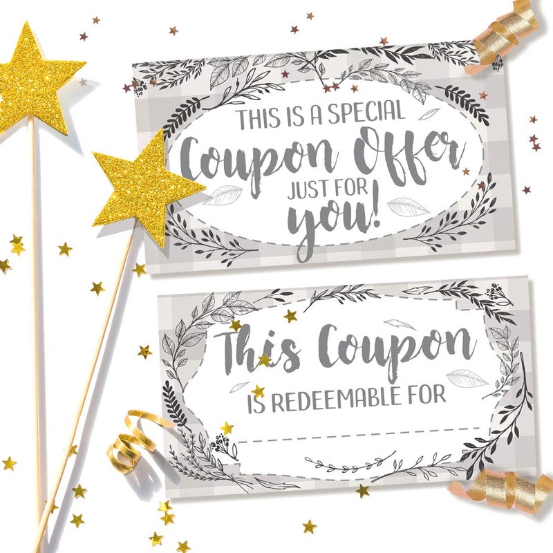 Lone Star Art Botanicals - Set of 50 Coupon Cards - Blank Voucher Gift Card Stationery - Great for Small Business Supplies Gift for Restaurants, Salons, Clothes Boutiques, Double Sided Stationery Cards - Image 2